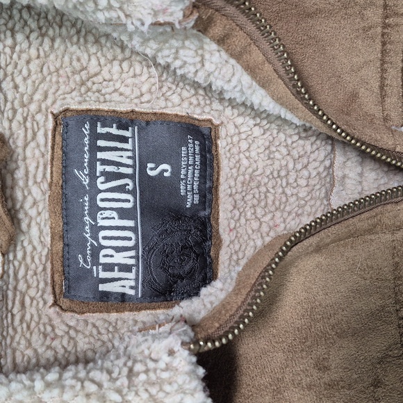 Aeropostale Faux Suede Jacket with Shearling Collar - Picture 11 of 12